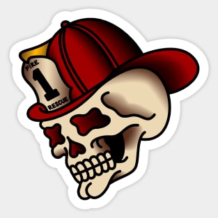 Firefighter Skull Sticker